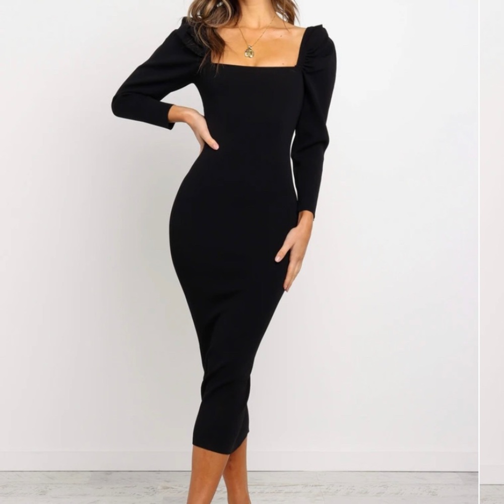 MIDI black bodycon dress